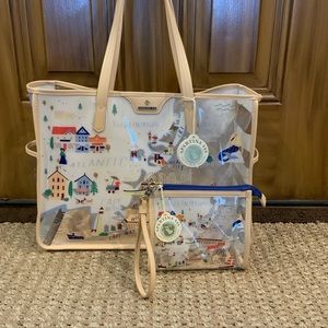 Spartina down the shore, clear beach, tote, and beach wristlet